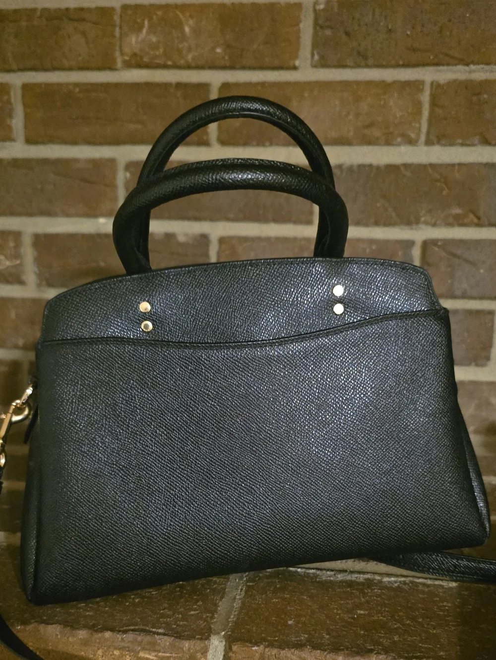 Coach 91146 Mini Lillie Carryall Black Crossgrain Leather Satchel Crossbody Bag